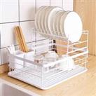 LivingandHome Living and Home 2 Tier Dish Drainer Rack With Drain Tray - White