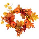LivingandHome Living and Home Halloween Wreath Fall Decoration With Lights