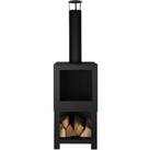Fancy Flames Square Black Terrace Heater with Wood Store