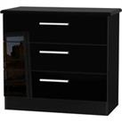 Welcome Furniture Ready Assembled Fourrisse 3 Drawer Chest - Black Gloss