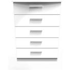 Welcome Furniture Ready Assembled Fourrisse 5 Drawer Chest - White Gloss