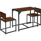 TecTake Milton Dining Table And 2 Chairs Set - Dark Brown