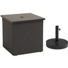 Sunjoy Combination Umbrella Stand Side Table - Brown