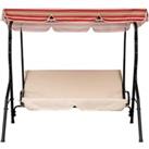Sunjoy Tan and Red Striped Covered 2-Seat Swing with Tilt Canopy