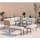 Furniture Box FurnitureBox Seychelles Outdoor Dining Table And Corner Sofa Set 9 Seat Beige
