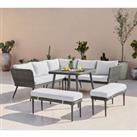 Furniture Box FurnitureBox Seychelles Outdoor Dining Table And Corner Sofa Set 9 Seat Grey