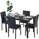 Modernique Emillia MDF Marble Effect Dining Table With 4 Faux Leather Chairs In Grey