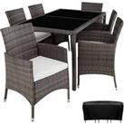Tectake Rattan Garden Furniture Set 6 1 With Protective Cover Grey