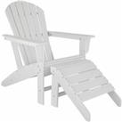 Tectake Garden Chair With Footstool In An Adirondack Design White