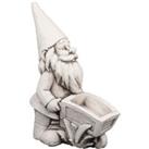 Solstice Sculptures Wheelbarrow Gnome 60Cm Antique Stone Effect