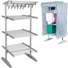 Glamhaus Digital Electric Clothes Airer Heated Drying Rack- 4-tier Extendable Dryer - Eco Design With Cover For Faster Drying - Energy Efficient 300W