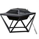 Teamson Home Peaktop Firepit Outdoor Wood Burning Fire Pit Steel BBQ Grill Poker PT-FW0002