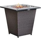Teamson Home Peaktop Firepit Outdoor Gas Fire Pit Rattan With Lava Rock & Cover HF30200AA-UK