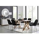 Furniture Box Taranto Oak Effect Dining Table and 6 Black Pesaro Silver Leg Chairs