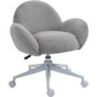 HOMCOM Fluffy Leisure Chair Office Chair with Backrest Armrest Wheels - Grey