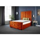 DS Living Milly Chevron Luxury Velvet Upholstered Bed Frame Double 4ft6 Burnt Orange