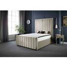DS Living Lucinda Panel Luxury Velvet Upholstered Bed Frame Double 4ft6 Soft Grey
