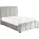 DS Living Chloe Panel Luxury Crushed Velvet Upholstered Bed Frame Double 4ft6 Bling Pewter