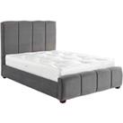 DS Living Chloe Panel Luxury Crushed Velvet Upholstered Bed Frame Small Double 4ft Steel Grey