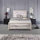 DS Living Coast Design Luxury Velvet Upholstered Bed Frame Double 4ft6 Alabaster and Cream