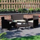 Garden Vida Kendal 4 Piece Rattan Garden Furniture Set Wicker Sofa Table Chairs Outdoor Patio With Cover Brown