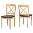 Seconique Mason Dining Chair X 2 - Oak Varnish Brown Pu