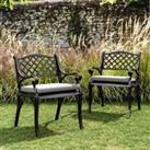 LivingandHome Living and Home Set of 2 Black Cast Aluminum Garden Chairs