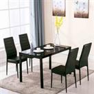 LivingandHome Living and Home Chic Black Glass Dining Table - Minimalistic Style