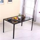 LivingandHome Living and Home Elegant Black Glass Dining Table - Sleek Design