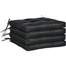 Outsunny Set of 4 Garden Seat Cushion with Ties, 42 x 42cm Replacement Dining Chair Seat Pad, Black