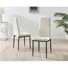 Furniture Box 4X Milan Kitchen Dining Chair Cream Velvet Black Legs