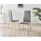 Furniture Box 4X Milan Kitchen Dining Chair Grey Velvet Gold Legs