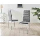 Furniture Box 4x Milan Dining Chair Grey Velvet Silver Legs