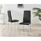 Furniture Box 6x Milan Dining Chair Black Velvet Silver Legs