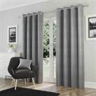 Enhanced Living Goodwood Silver Thermal Energy Saving Dimout Eyelet Pair Of Curtains With Wave Pattern 46 X 72 Inch 117X183Cm