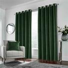 Enhanced Living Green Velvet Supersoft 100 Blackout Thermal Pair Of Curtains With Eyelet Top 66 X 72 Inch 168X183Cm