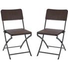 LivingandHome Living and Home Set of 2 Outdoor Rattan Plastic Folding Chairs Brown