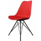 Fusion Living Soho Plastic Dining Chair With Black Metal Legs Red
