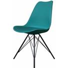 Fusion Living Soho Plastic Dining Chair With Black Metal Legs Teal