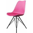 Fusion Living Soho Plastic Dining Chair With Black Metal Legs Bright Pink