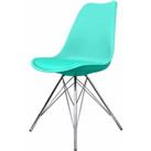 Fusion Living Soho Plastic Dining Chair With Chrome Metal Legs Aqua