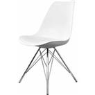 Fusion Living Soho Plastic Dining Chair With Chrome Metal Legs White