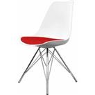 Fusion Living Soho Plastic Dining Chair With Chrome Metal Legs White & Red