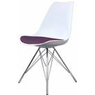 Fusion Living Soho Plastic Dining Chair With Chrome Metal Legs White & Aubergine