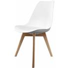 Fusion Living Soho Plastic Dining Chair With Squared Light Wood Legs White