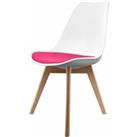 Fusion Living Soho Plastic Dining Chair With Squared Light Wood Legs White & Bright Pink