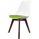 Fusion Living Soho Plastic Dining Chair With Squared Dark Wood Legs White & Green