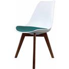 Fusion Living Soho Plastic Dining Chair With Squared Dark Wood Legs White & Teal