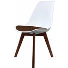 Fusion Living Soho Plastic Dining Chair With Squared Dark Wood Legs White & Chocolate