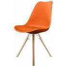 Fusion Living Soho Plastic Dining Chair With Pyramid Light Wood Legs Orange